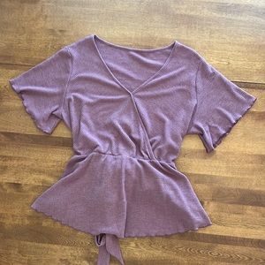 SHEIN Mauve Pink Tie Blouse